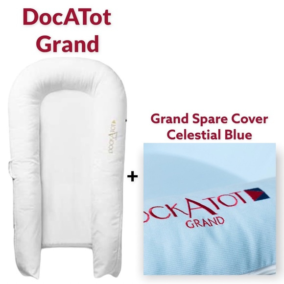 DockATot Other - DockATot Grand Dock (Pristine White) plus spare cover - (celestial blue)